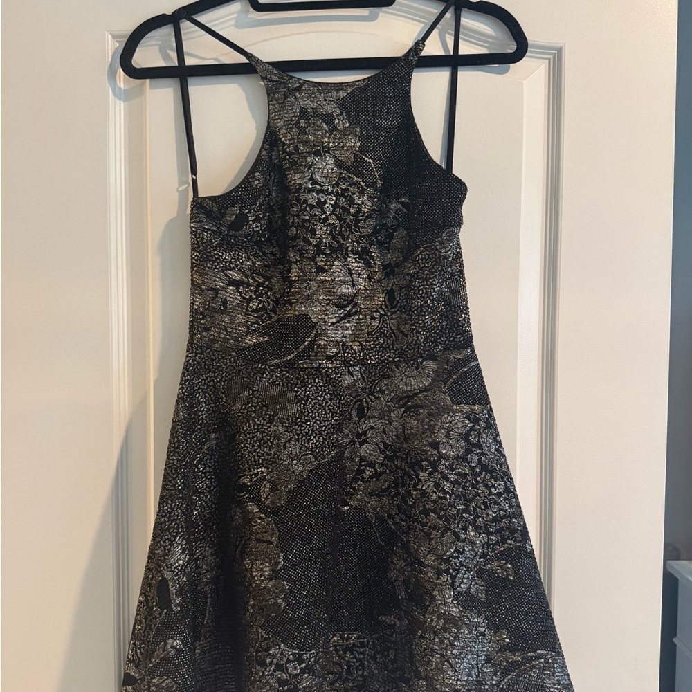 Sage Black and Silver Textured Fabric